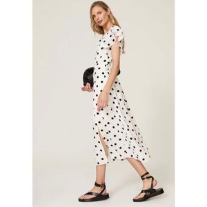 Great Jones White Polka Dot Ruffle Sleeve Dress Size Large $250